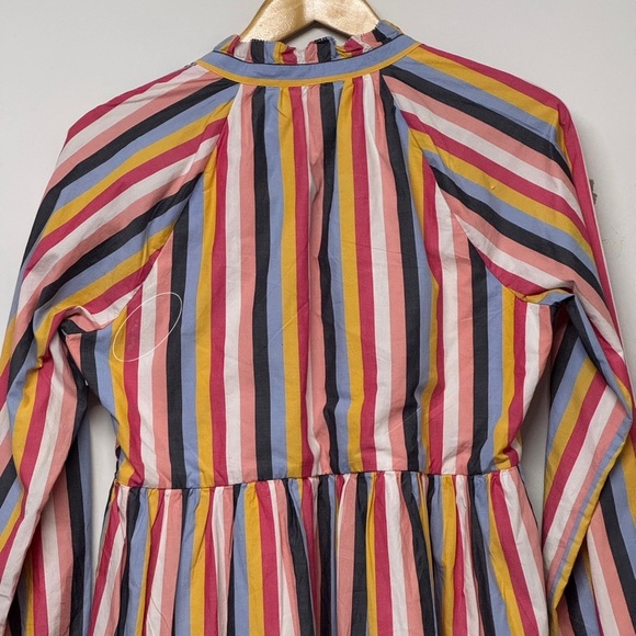 J. Crew Tiered Popover Dress Rose Multi Stripe Cotton Poplin Long Sleeve XS - Picture 7 of 9